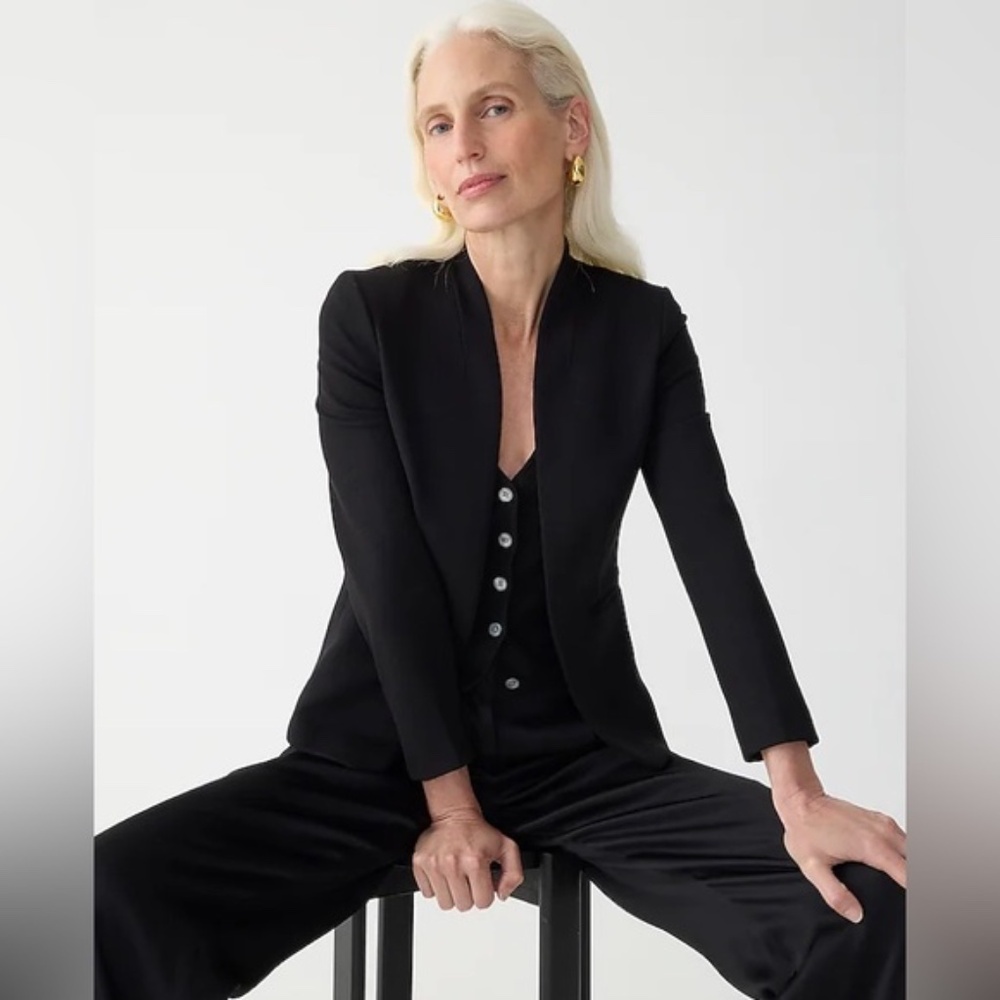 J. Crew Black Tailored Open-Front Blazer